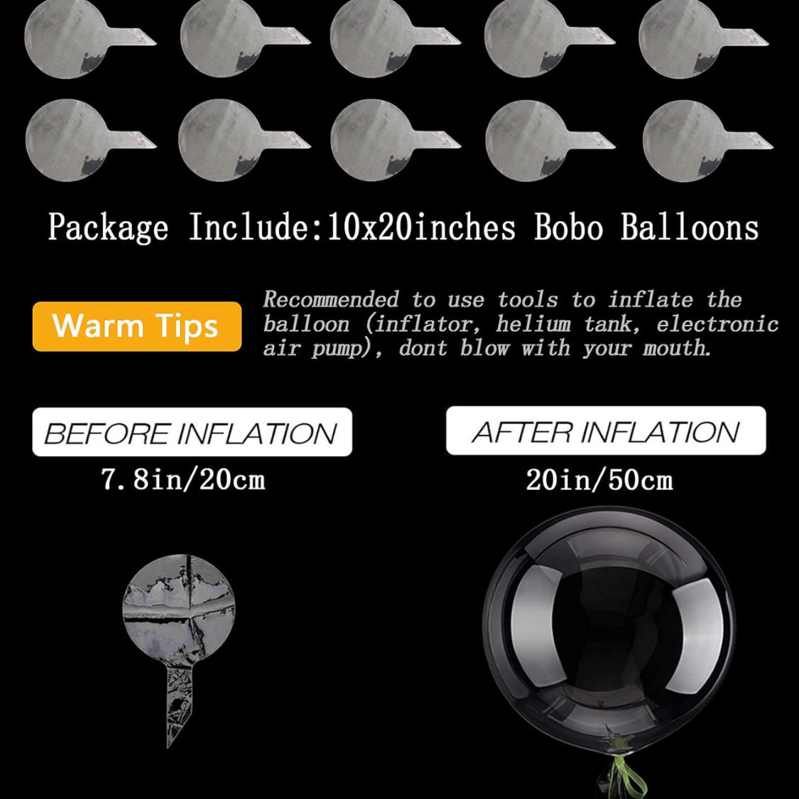 20 Inch Clear Bobo Balloons - 10 Pack for Party Decorations