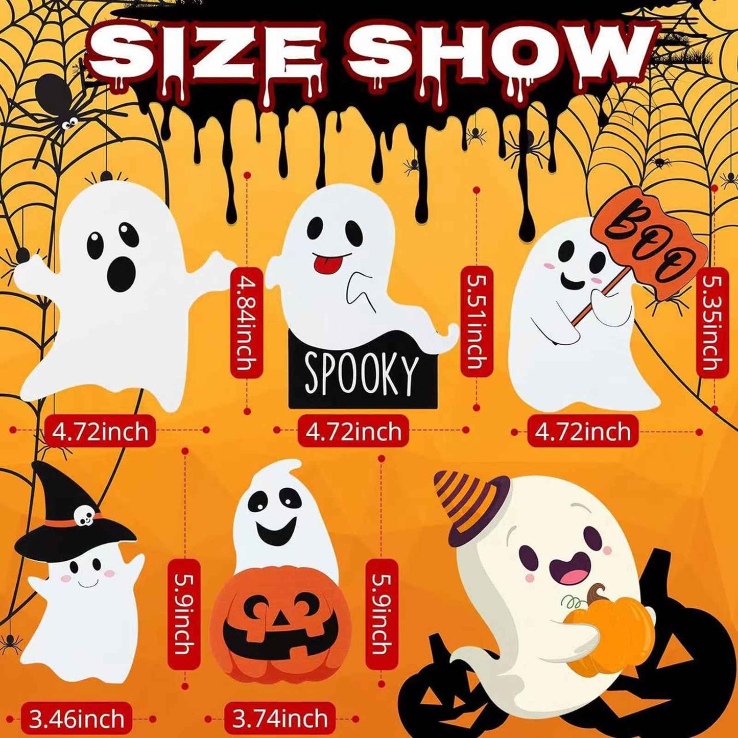 5 Cute Ghost Table Signs - PVC Festival Decorations