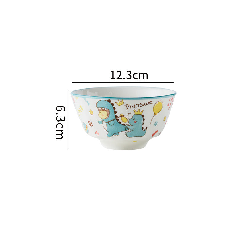 Cartoon Ceramic Dish Set with Dinosaur Pattern - Kitchen Tableware Collection
