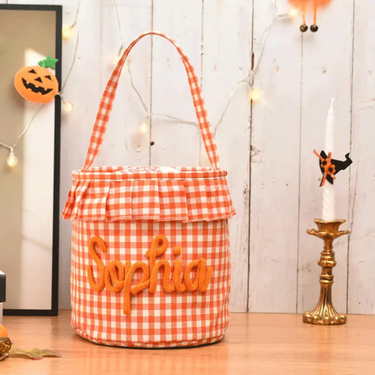 Embroidered Easter Plaid Handbag Basket for Festive Decor