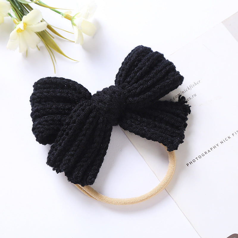 European and American Style Wool Bow Baby Hair Band - Assorted Colors, 10.5x7cm