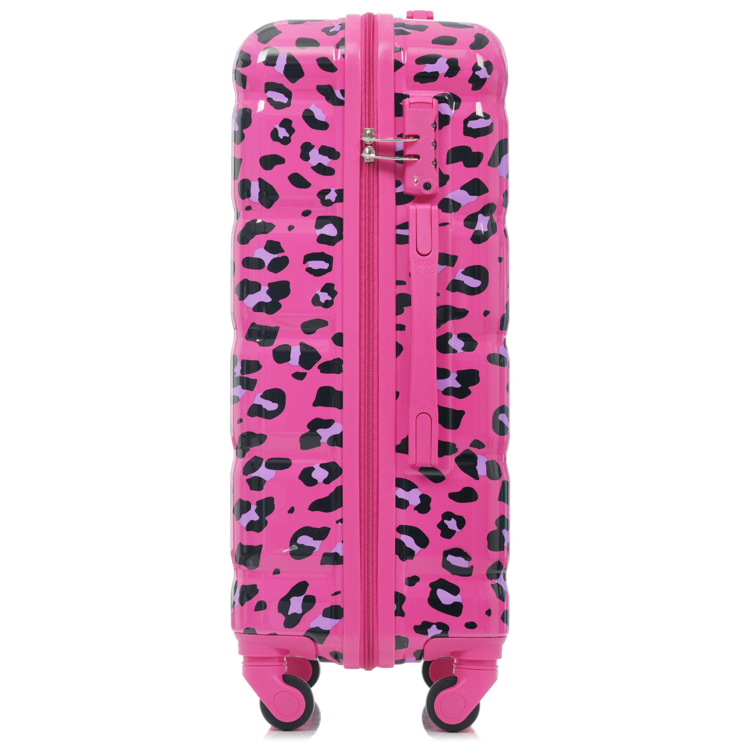 20-Inch Carry-On Luggage Set with USB Port - Fuchsia Leopard Print