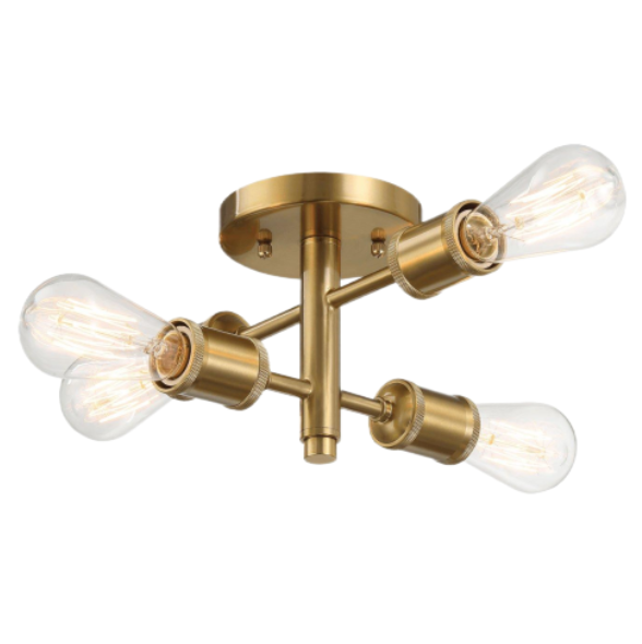 Semi Flush Mount Ceiling Light Fixture - 4 Light Vintage Pendant for Hallway Kitchen Bedroom