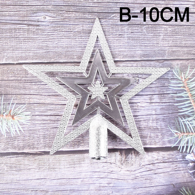 Christmas Tree Topper Star 10-20cm Electroplated Flat Five-Pointed Decoration