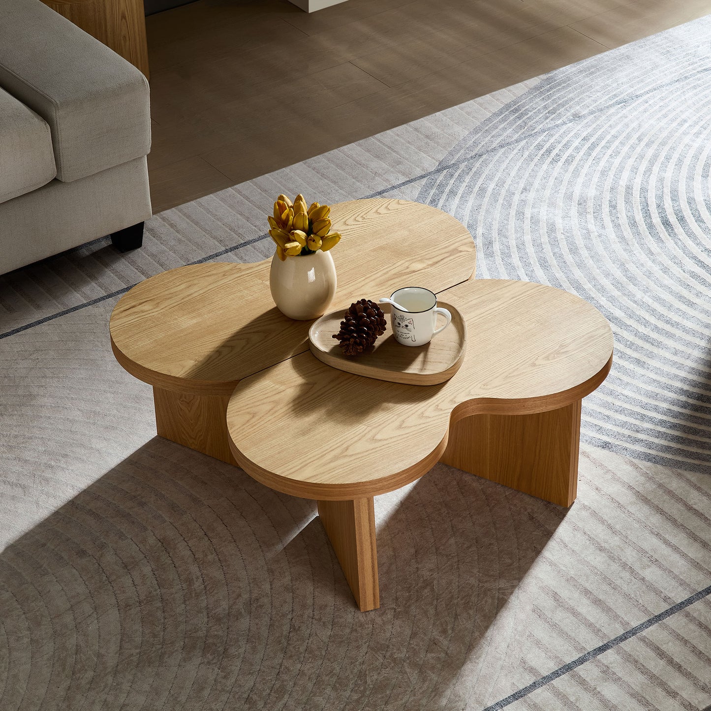Modern Butterfly Coffee Table - Natural MDF Accent Table