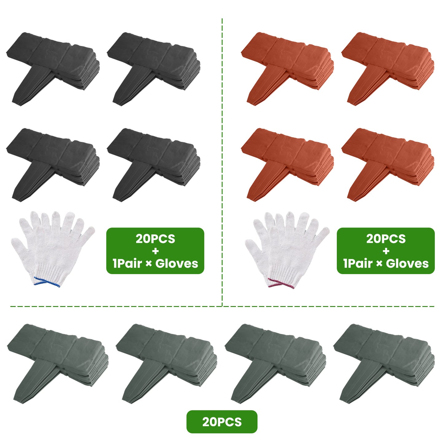 20 Pcs Plastic Garden Edging Border Stones for Lawn & Flowerbeds