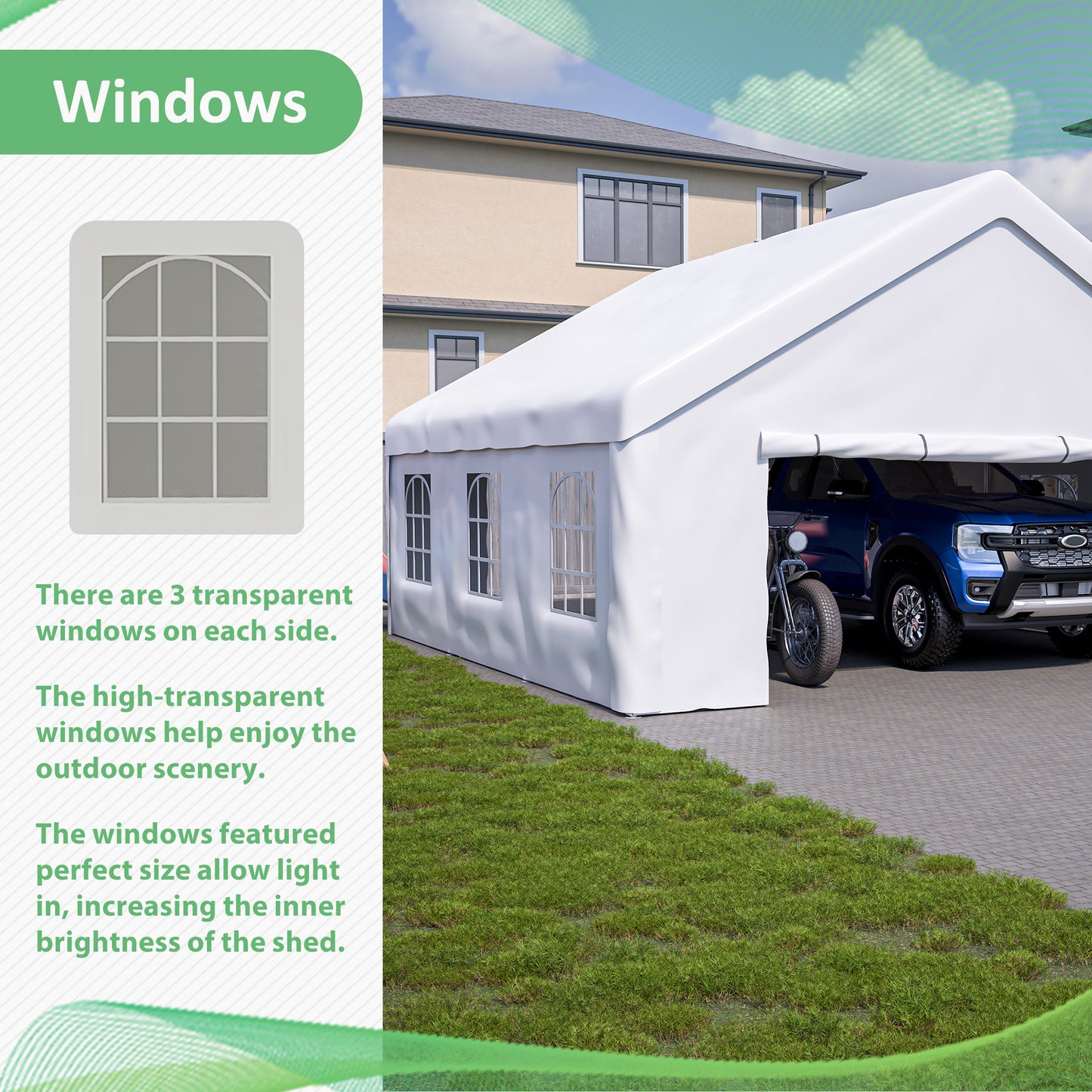 20x20 FT Outdoor Event Shelter with Detachable Sides - White