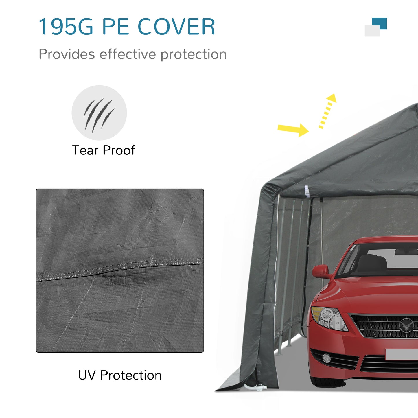 Heavy Duty Portable Garage Carport - 12x20 ft Shelter for Bikes & Tools