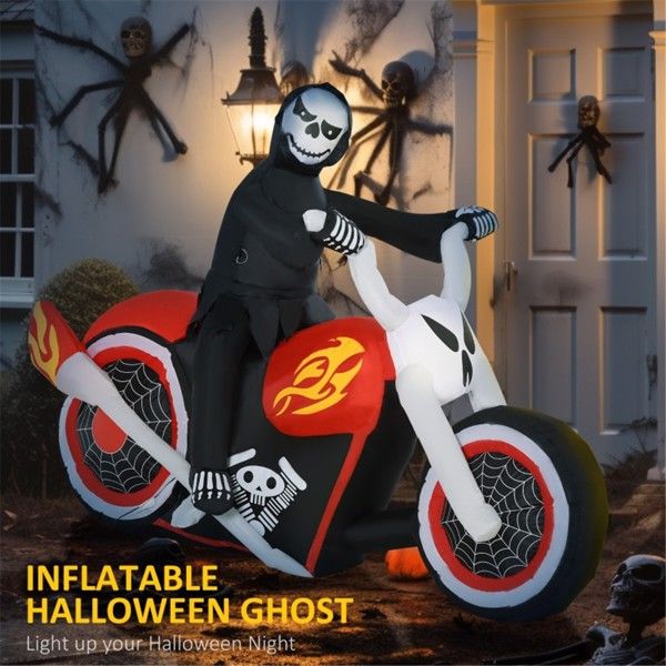 Inflatable Halloween Ghost Biker Decoration with LED Lights