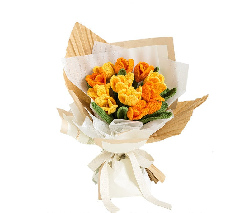 Handmade Crochet Yarn Art Bouquet DIY Craft Kit - Wool Material