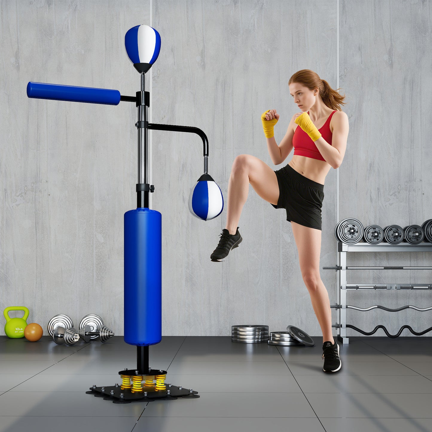 Adjustable Speed Bag Boxing Stand - Blue - 4.6' to 6.7'