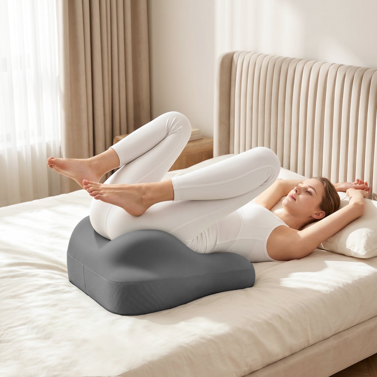 Ergonomic Memory Foam Support Pillow for Couples - Grey