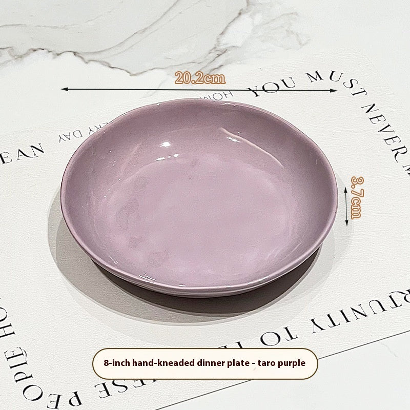 8-Inch Ceramic Dinner Plate - Deep Round Food Plate for Kitchen & Dining