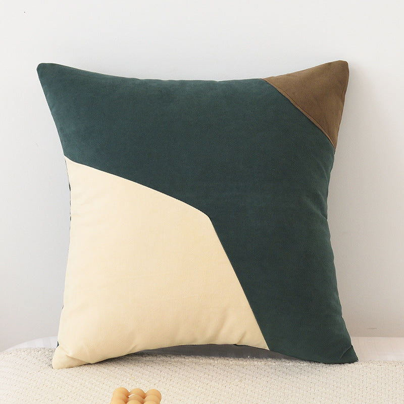 Nordic Solid Color Geometric Stitching Pillow Cover - Washable Cotton