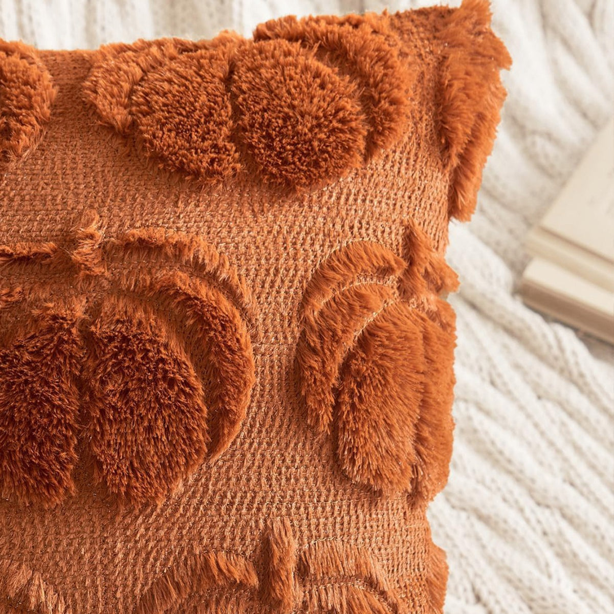 Luxury Pumpkin Embroidered Pillowcase for Home Decor - 45x45cm, Caramel & Orange