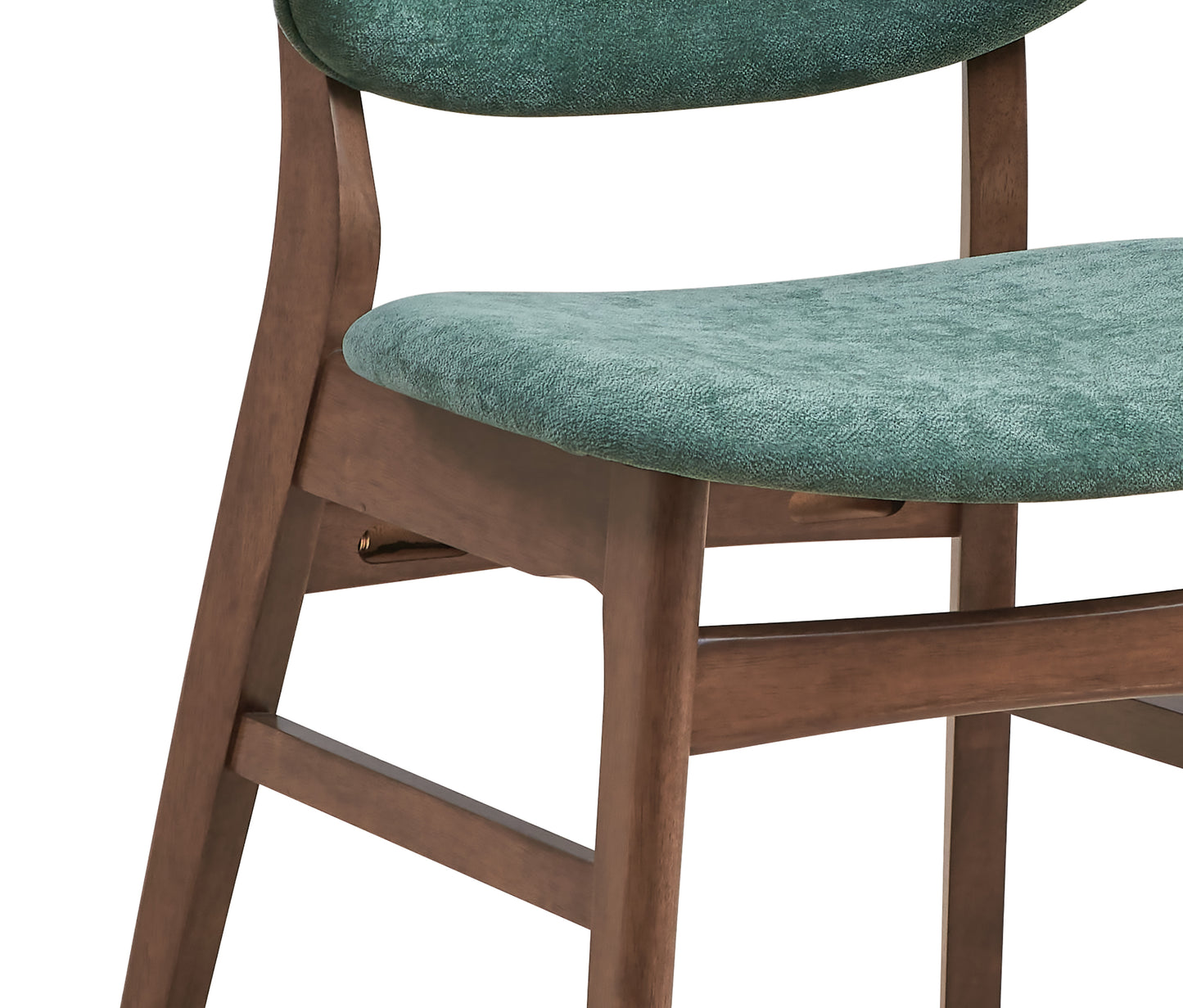 Bevis Green Fabric Side Chair Set of 2 with Walnut Finish