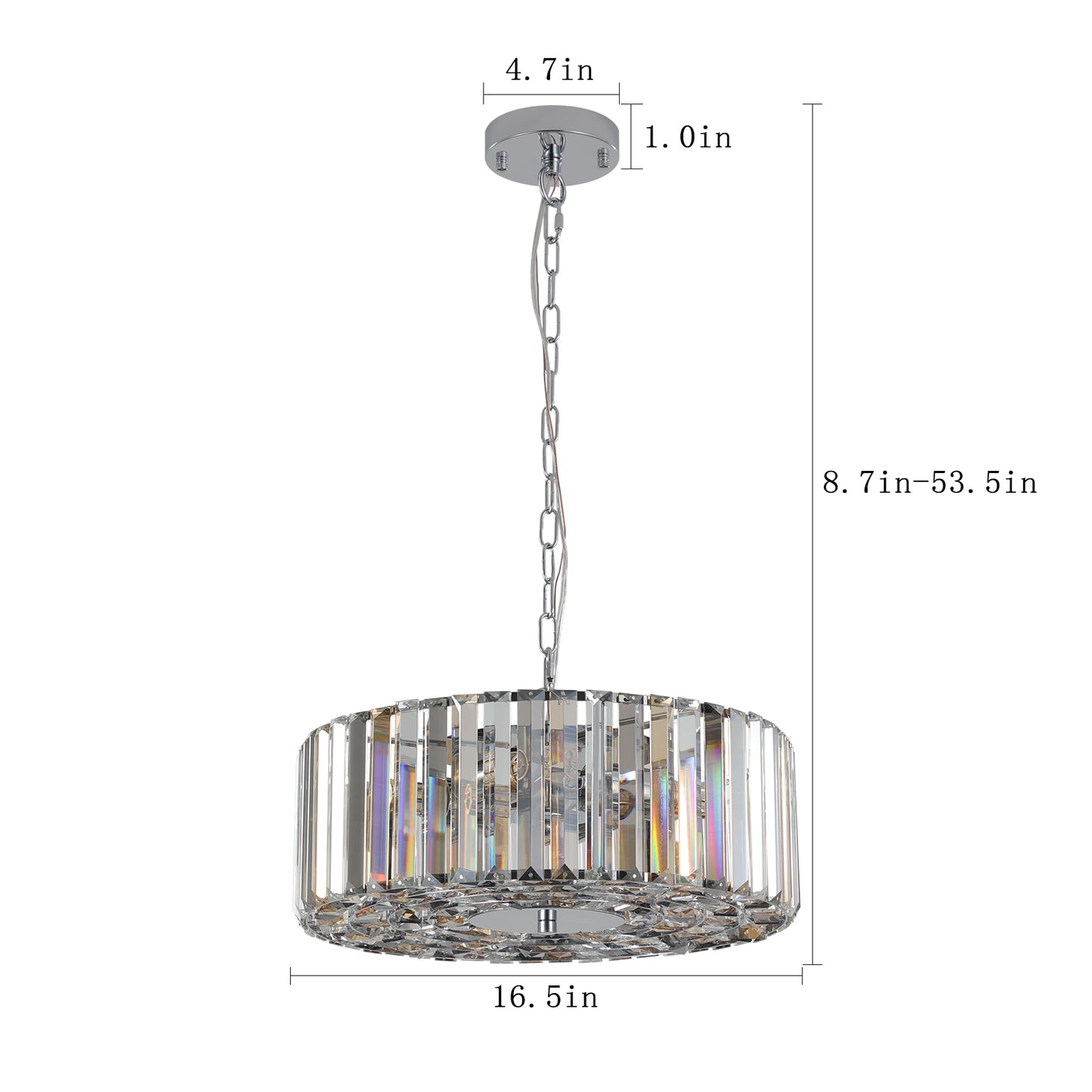 17-Inch Chrome Crystal Pendant Chandelier - Modern 4-Light Fixture