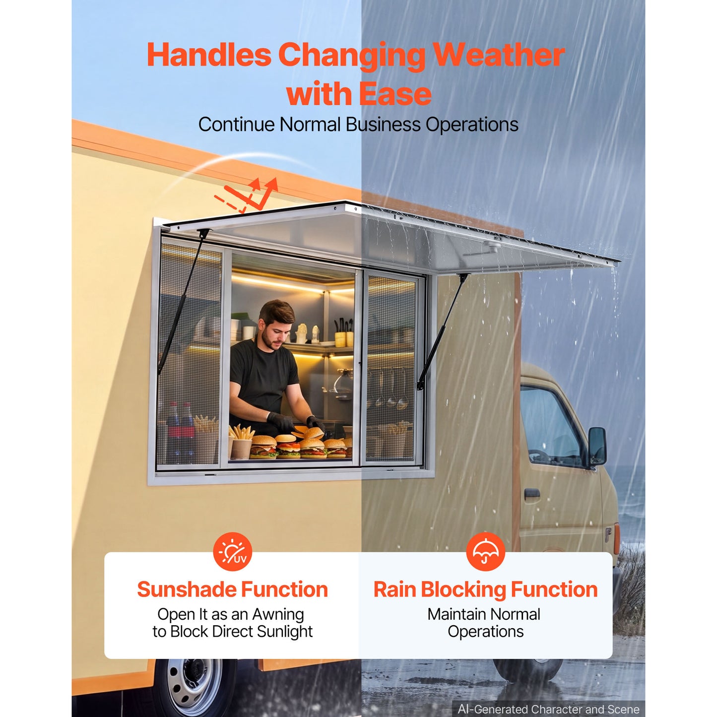 Aluminum Concession Window 60x36 for Food Truck Service with Sliding Screens Rainproof