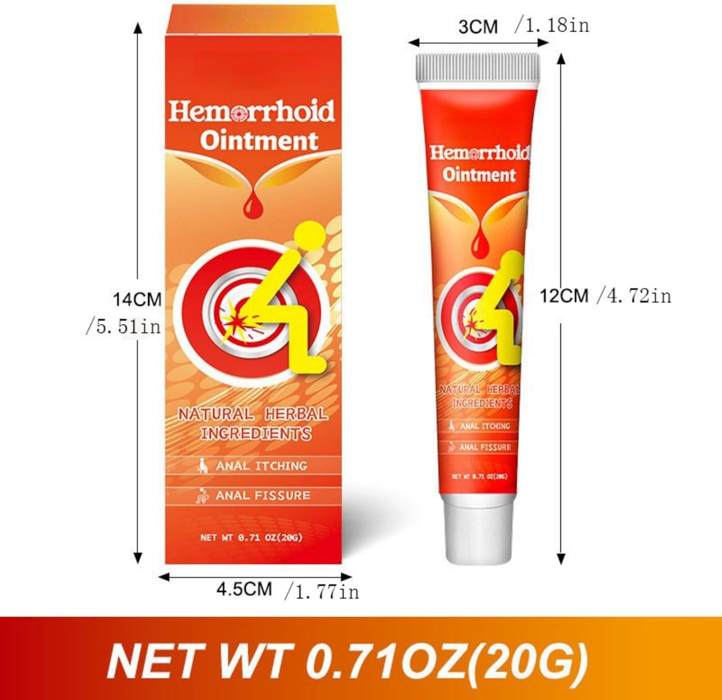 Natural Herbal Hemorrhoid Relief Cream - 20g Soothing Ointment