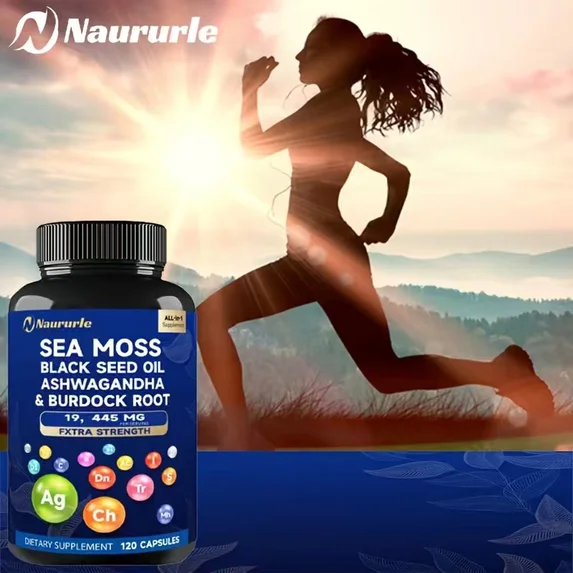 Sea Moss, Black Seed Oil, Ashwagandha & Burdock Root Capsules - 120 Count