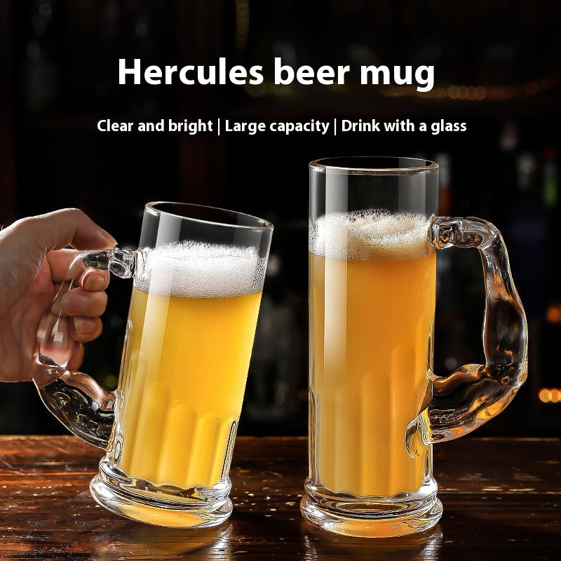 Modern Thick Water Glass with Handle - Capacity 401-500ml, Creative Drinkware
