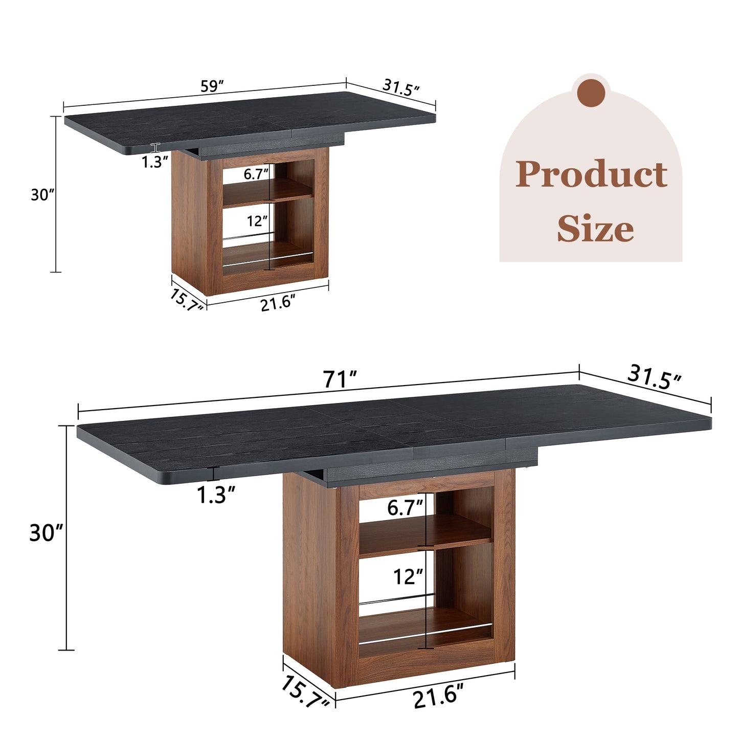 An Expandable Dining Table With Storage Space And A 59 Inch To 71