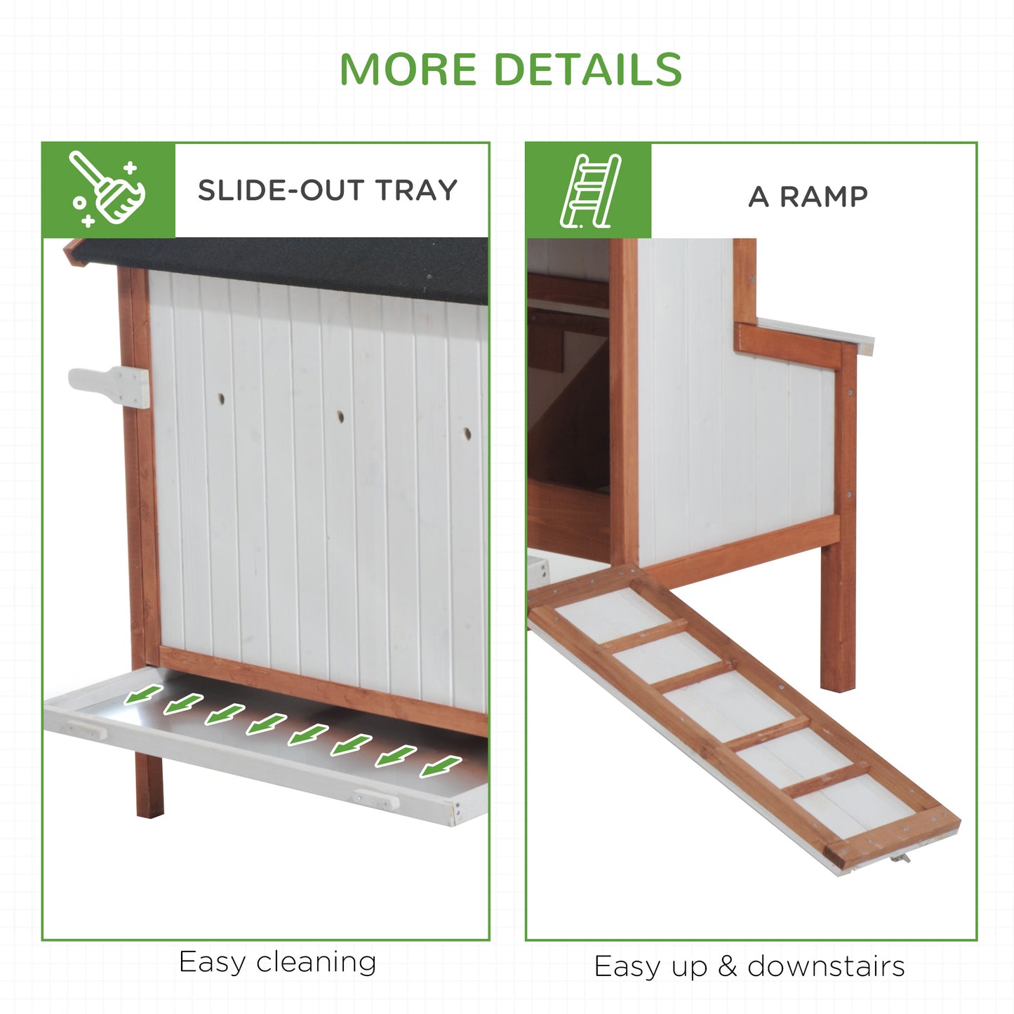 47-Inch Wooden Chicken Coop with Nesting Box and Waterproof Roof for Backyard Poultry
