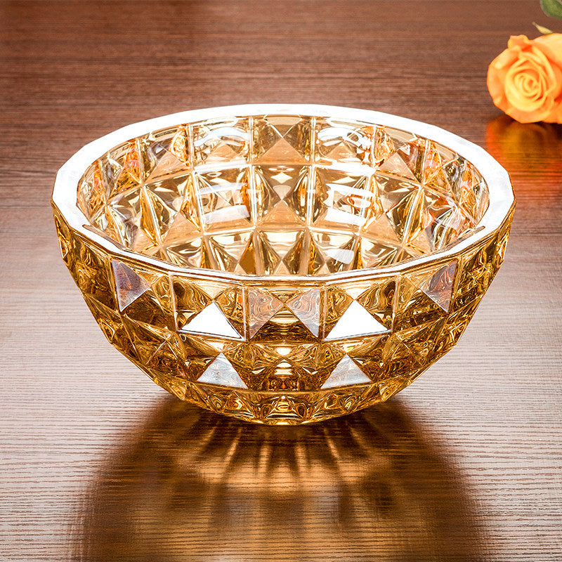 Large European-Style Crystal Glass Fruit Bowl - Thickened Luxury Kitchen Decor