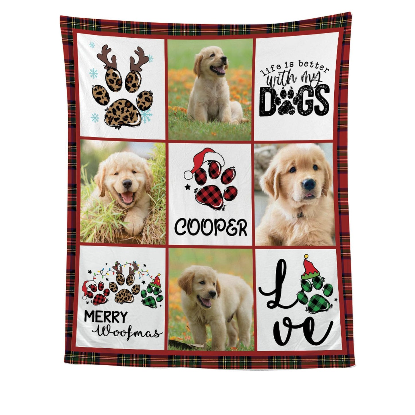 Personalized Flannel Blanket with Photos and Text - Customizable Sizes & Styles