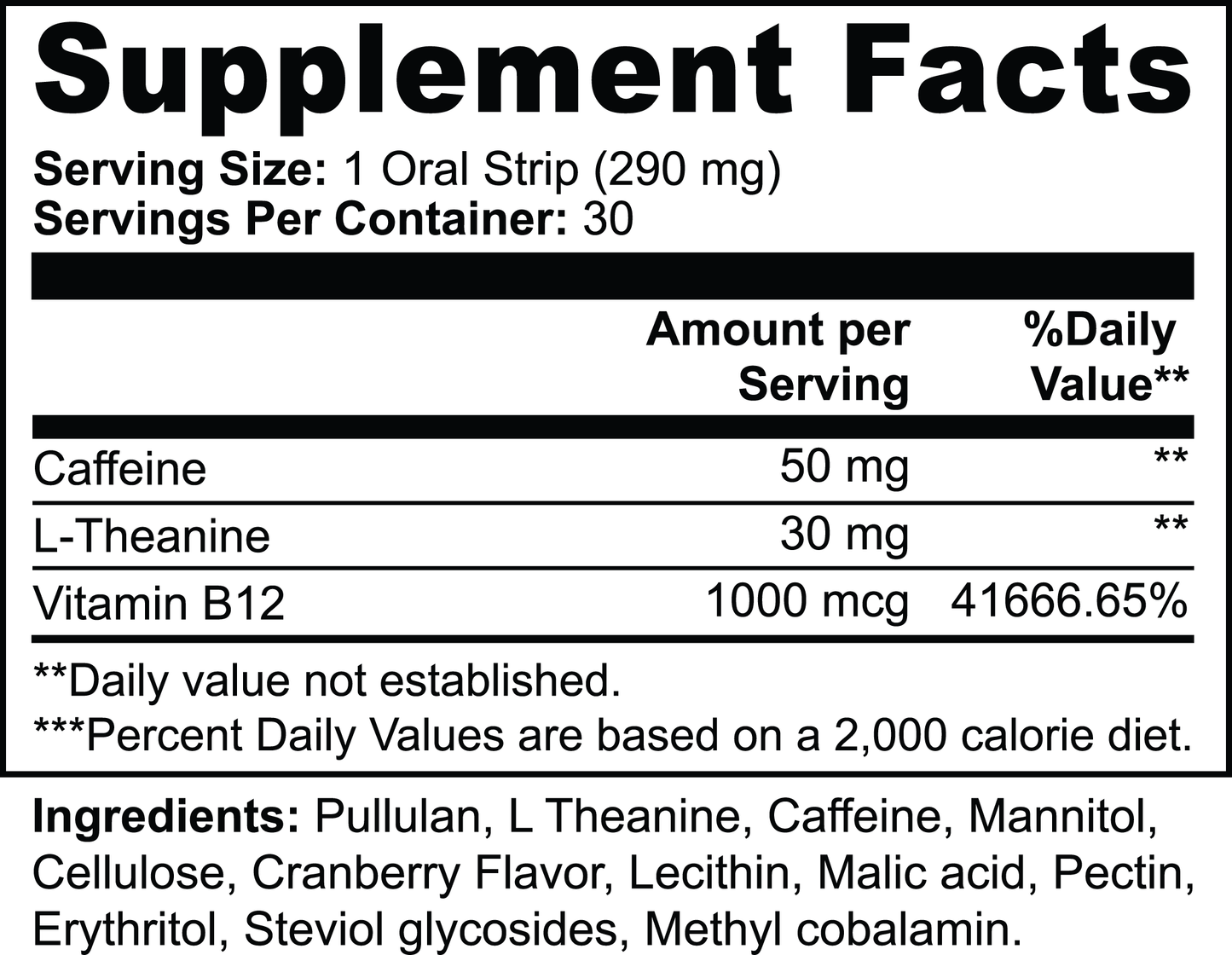 Fast-Acting Energy Strips with Green Tea Caffeine, L-Theanine & Vitamin B12