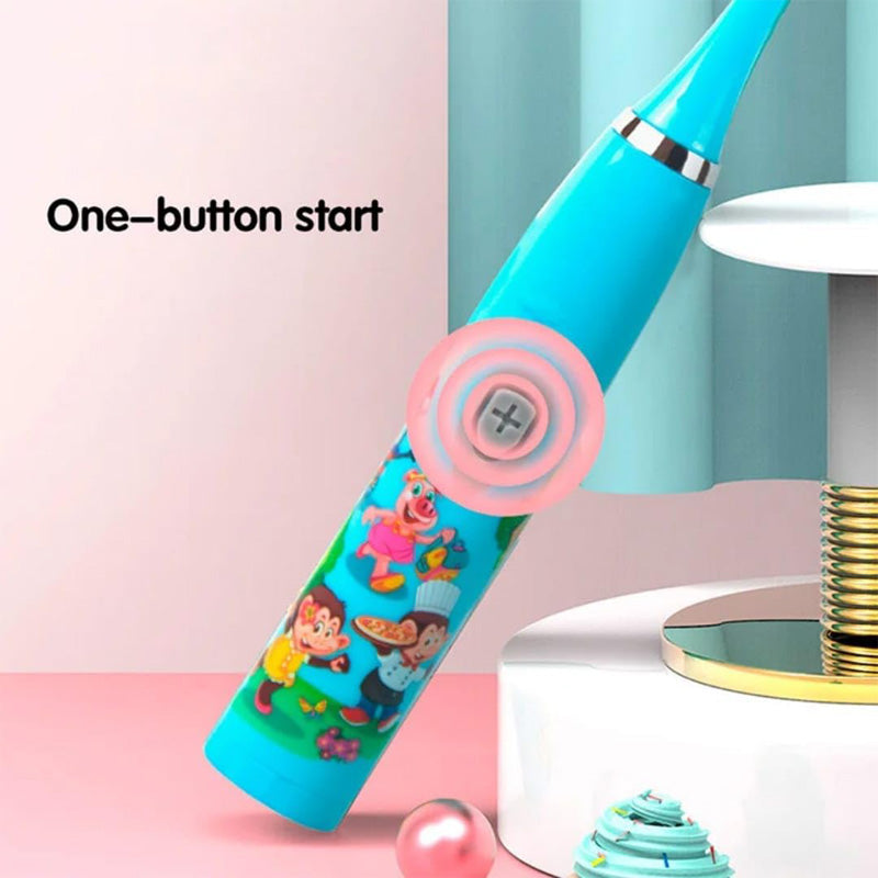 Kids Sonic Electric Toothbrush - Waterproof with 6 Replaceable Brush Heads