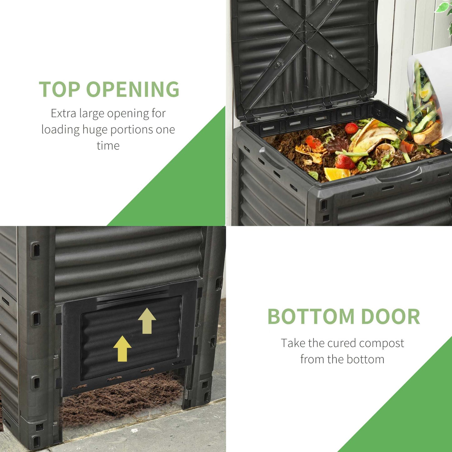 80 Gallon Outdoor Compost Bin - Easy Assembly, Black
