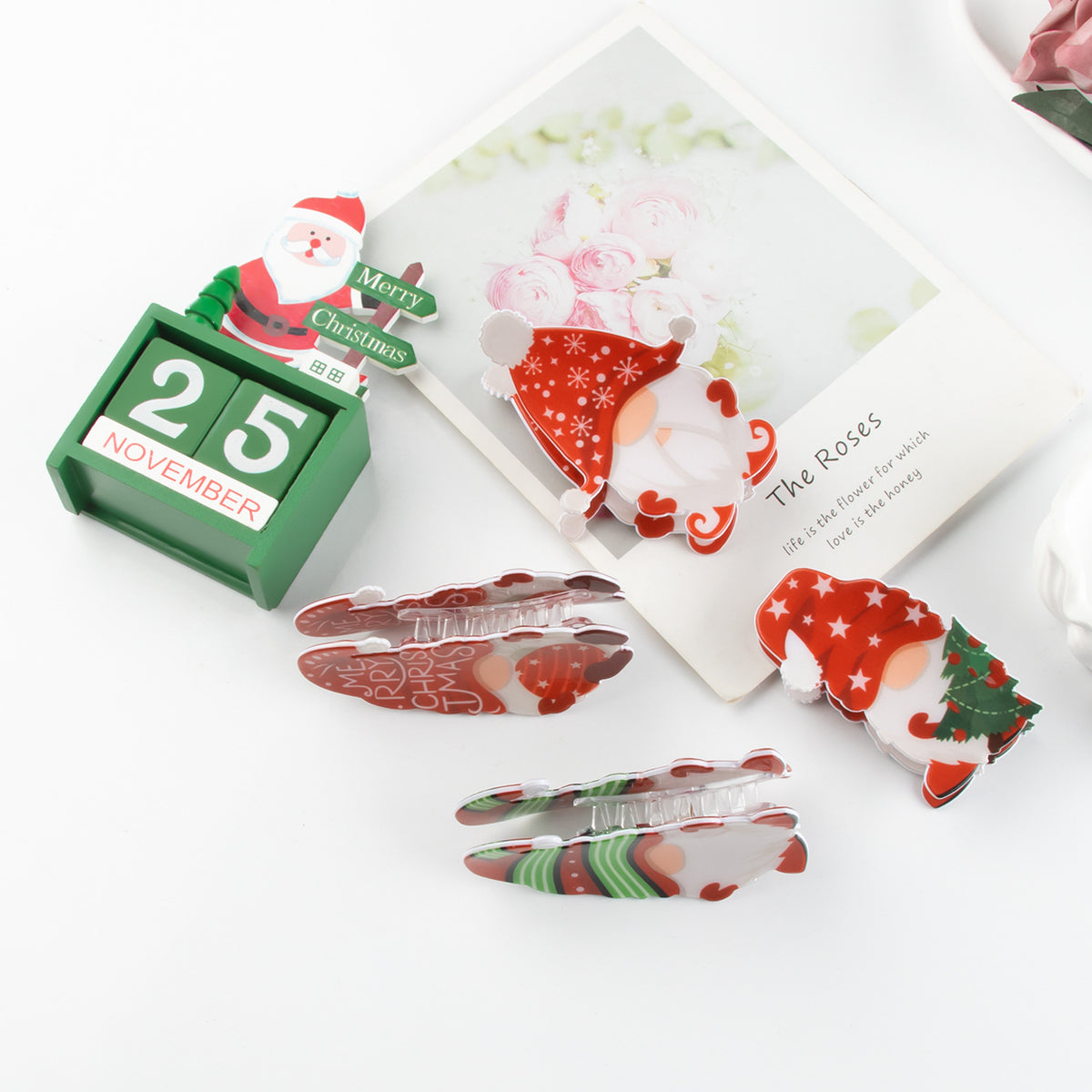 Santa Themed Hair Clips - Women's Festive Styles