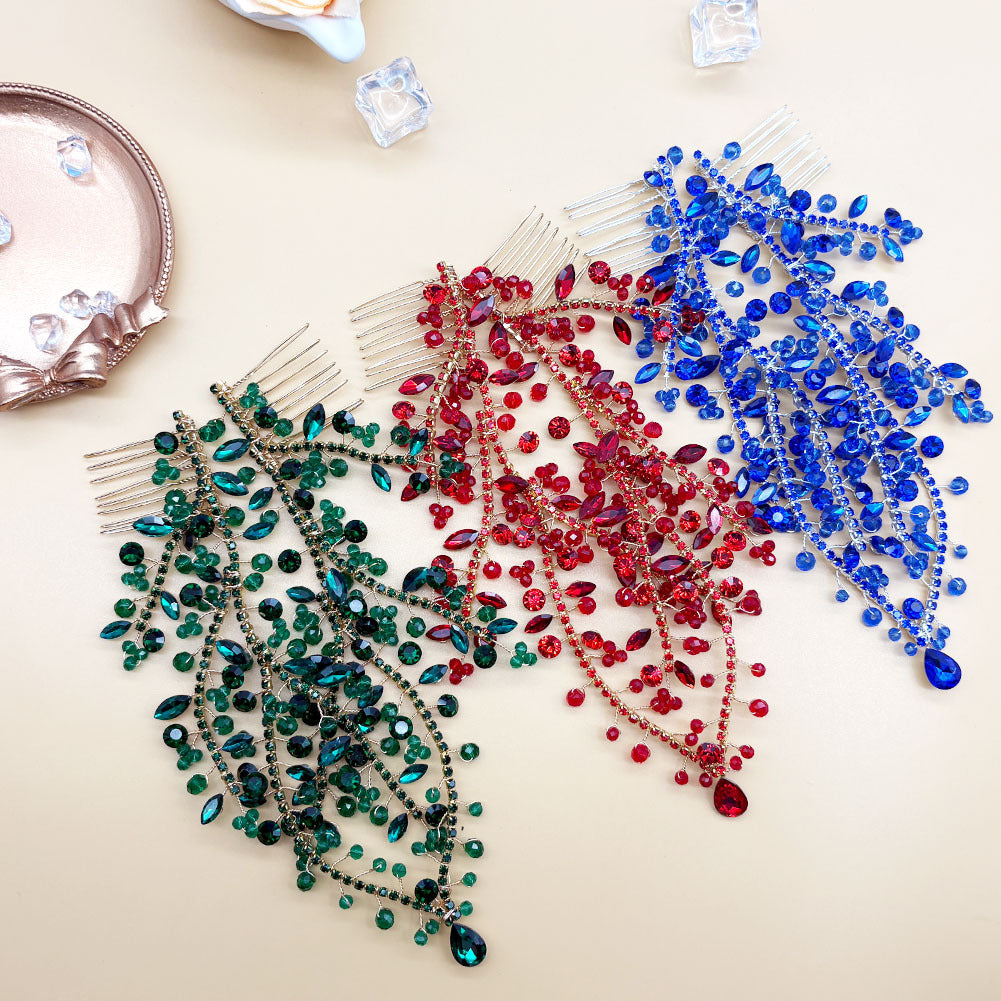Handmade Forehead Hair Comb Pendant with Rhinestones – Multiple Colors
