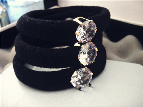 Black Zircon Hair Rope Headband Crystal Inlaid Hair Accessory