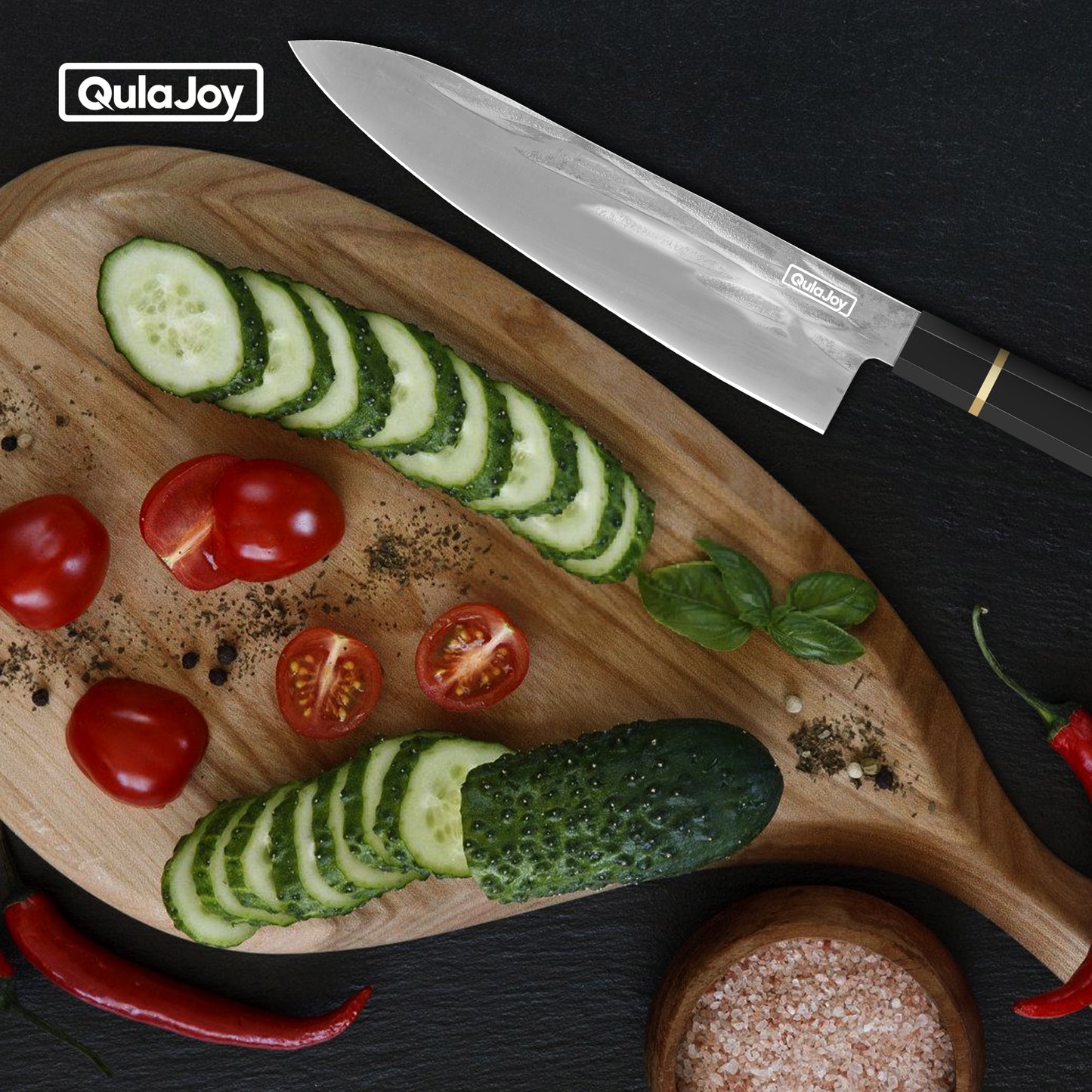 8-Inch Hand Forged Chef Knife - Swedish Sandvik Steel, Octagonal Handle