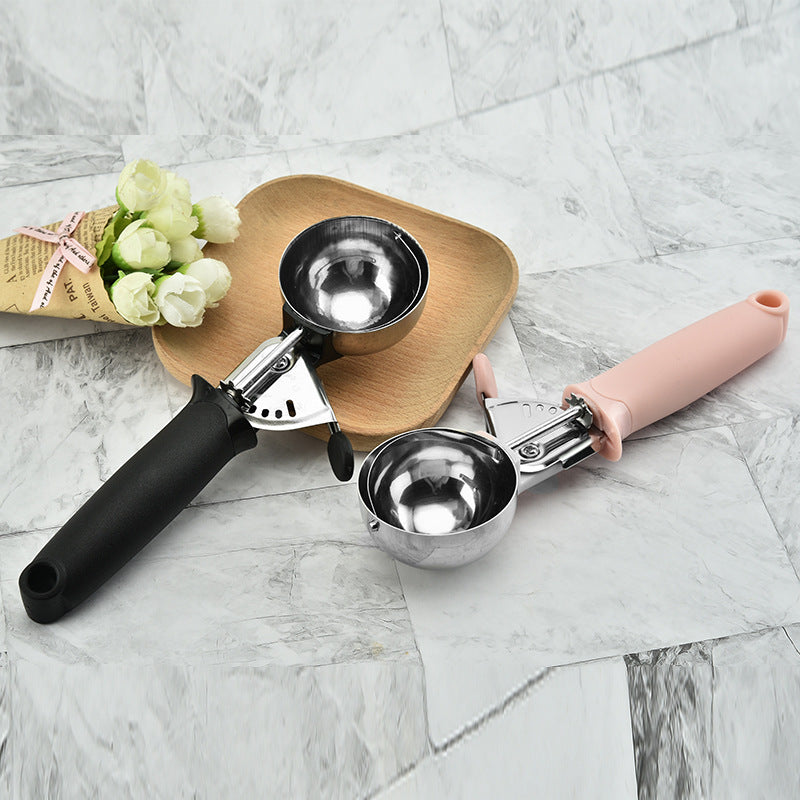 Stainless Steel Ice Cream Spoon Fruit Scoop Kitchen Utensil - Black Pink Variants