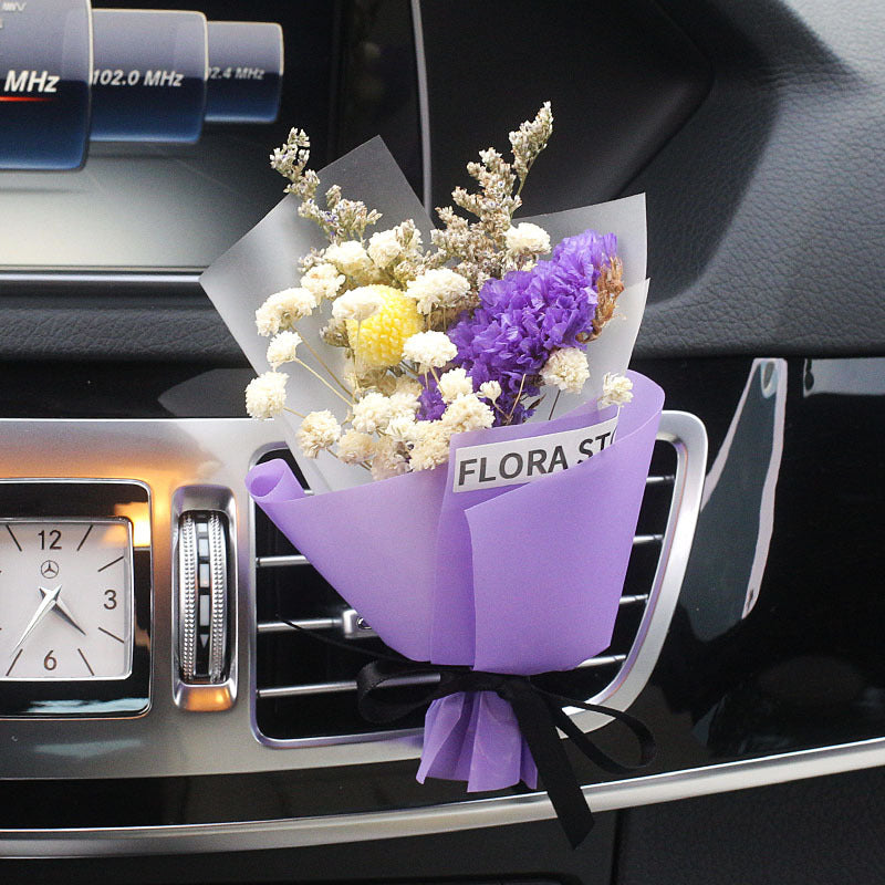 Decorative Dried Flowers Air Outlet Car Freshener - Colorful Aromatic Bouquet