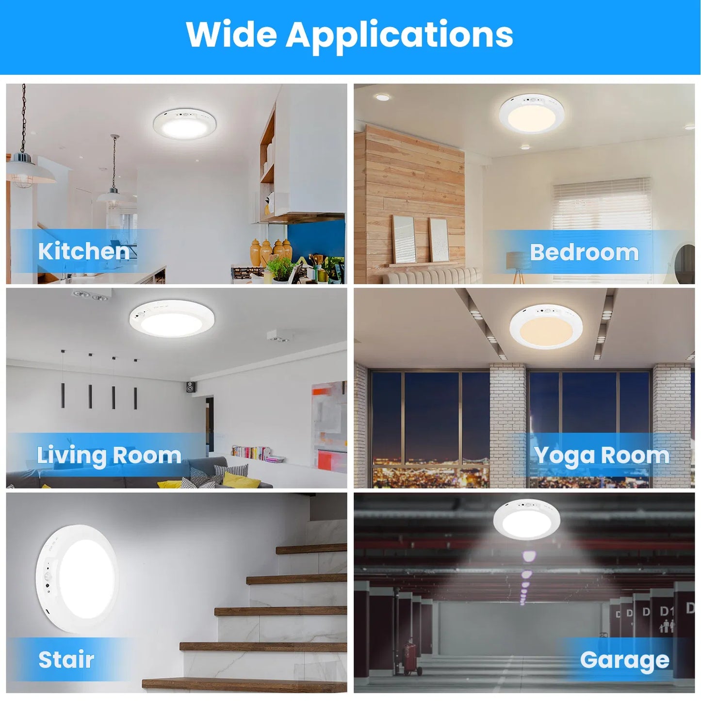 Rechargeable Magnetic Ceiling Light with Motion Sensor and Remote Control — Dimmable, 3 Color Temperatures