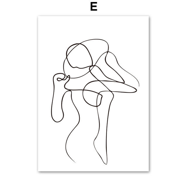 Girls Abstract Nordic Canvas Wall Art for Living Room & Bedroom