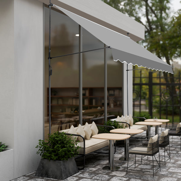 Retractable Patio Awning - Grey Sun Shade Shelter with Adjustable Frame
