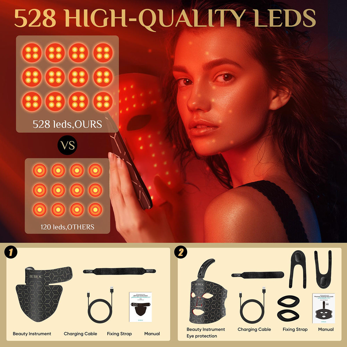 Wireless Charging Silicone Beauty Mask with Infrared Light Therapy for Home Use
