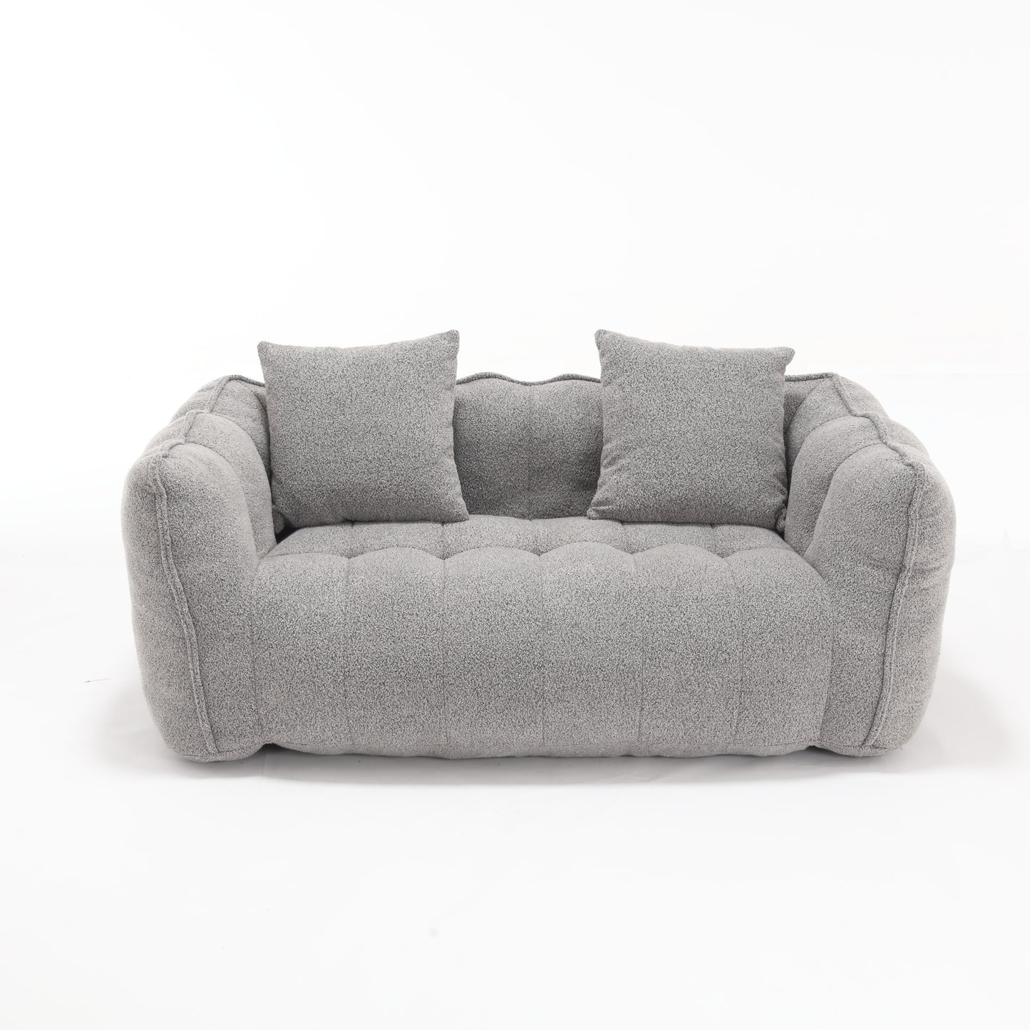 Soft Grey Beanbag Chair for Two - High Resilience Foam