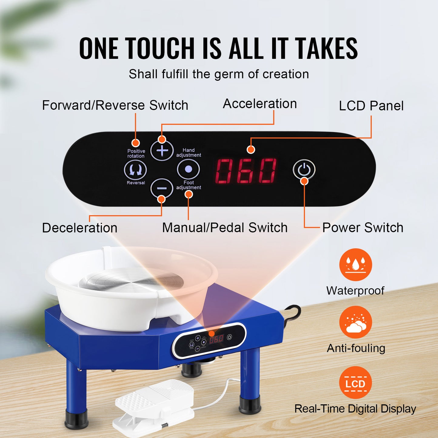 Pottery Wheel 10 Inch Ceramic Forming Machine with Adjustable Speed, Foot Pedal & Sculpting Tools