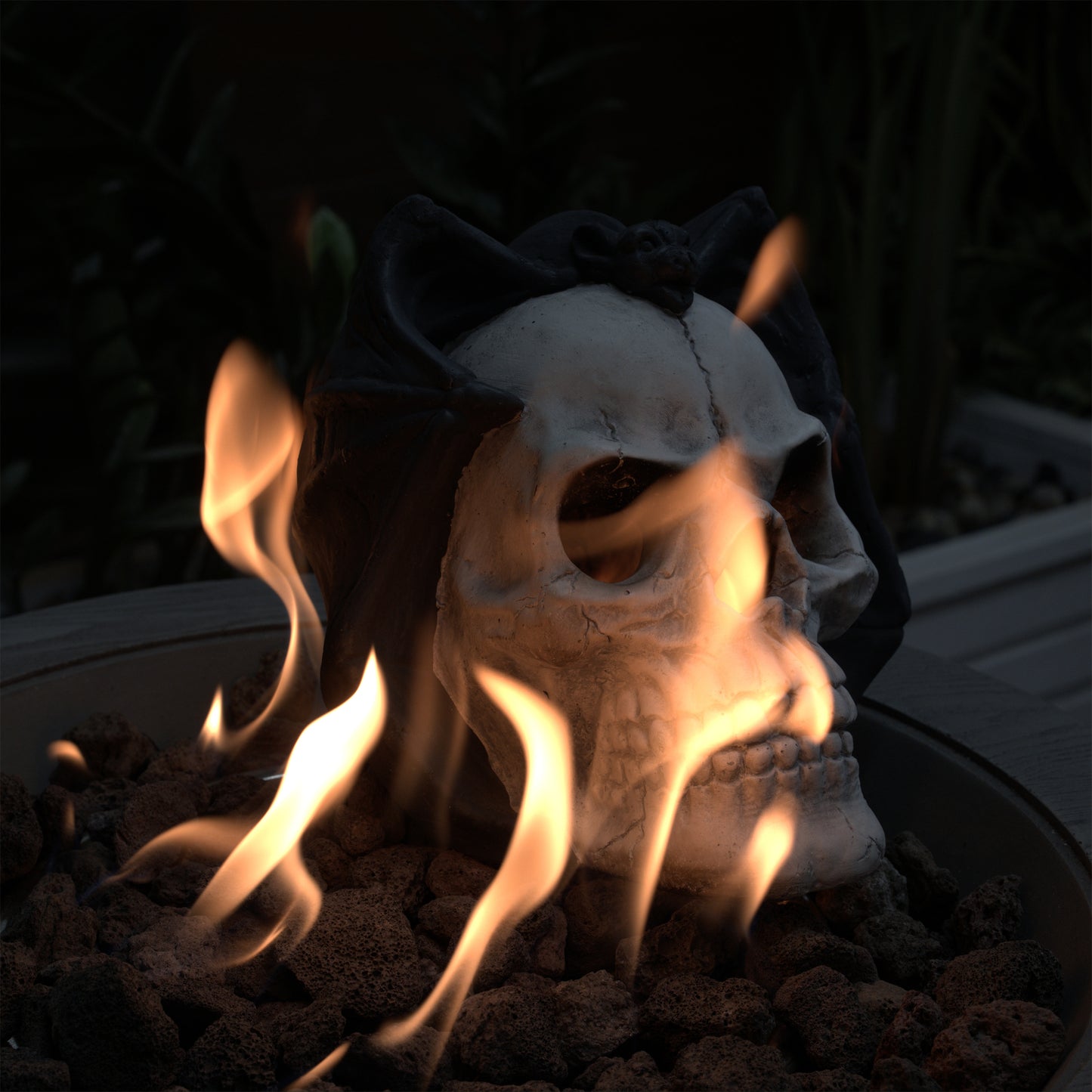 Realistic Demon Skull Gas Log for Fire Pit & Fireplace
