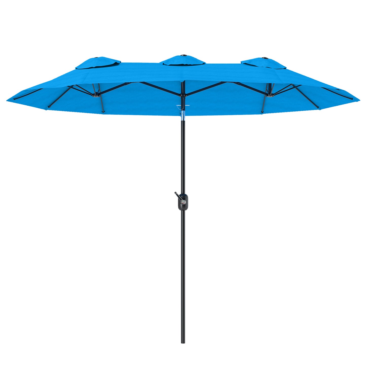 Double-Sided Patio Umbrella - 9.5 ft with Tilt & Crank, Cyan Blue