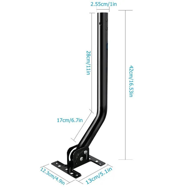 180' Adjustable TV Antenna J-Pole Mounting Bracket Black - Universal Outdoor Aerial Support