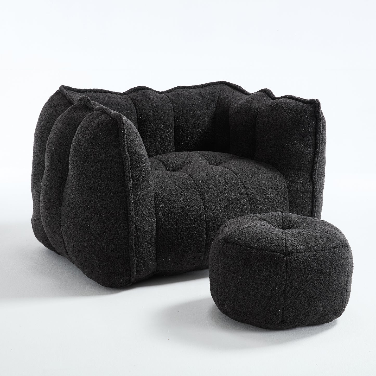 Soft Black Bean Bag Chair with High Resilient Foam for Adults