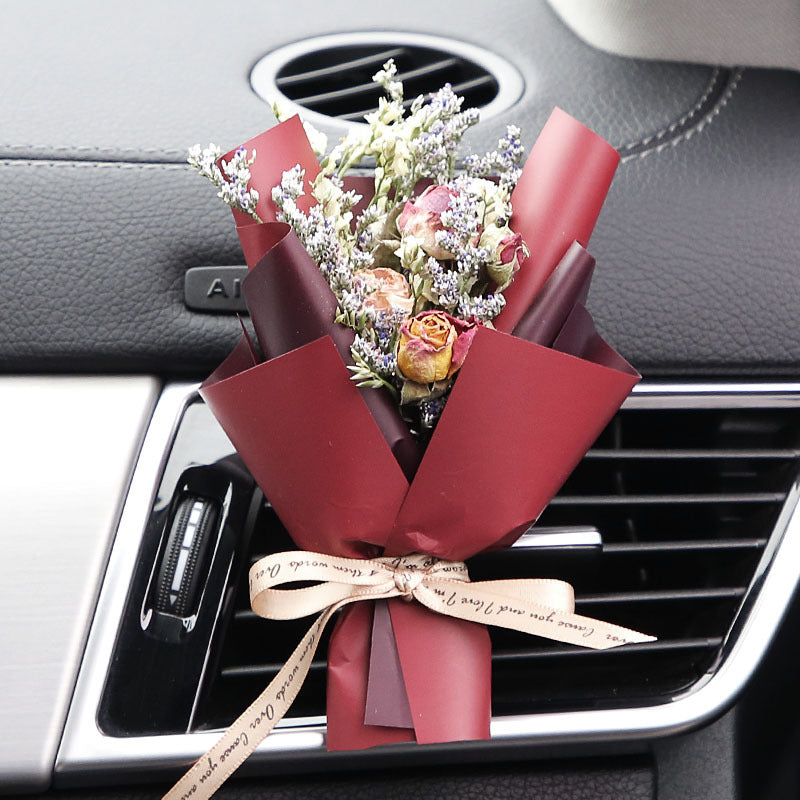 Decorative Dried Flowers Air Outlet Car Freshener - Colorful Aromatic Bouquet