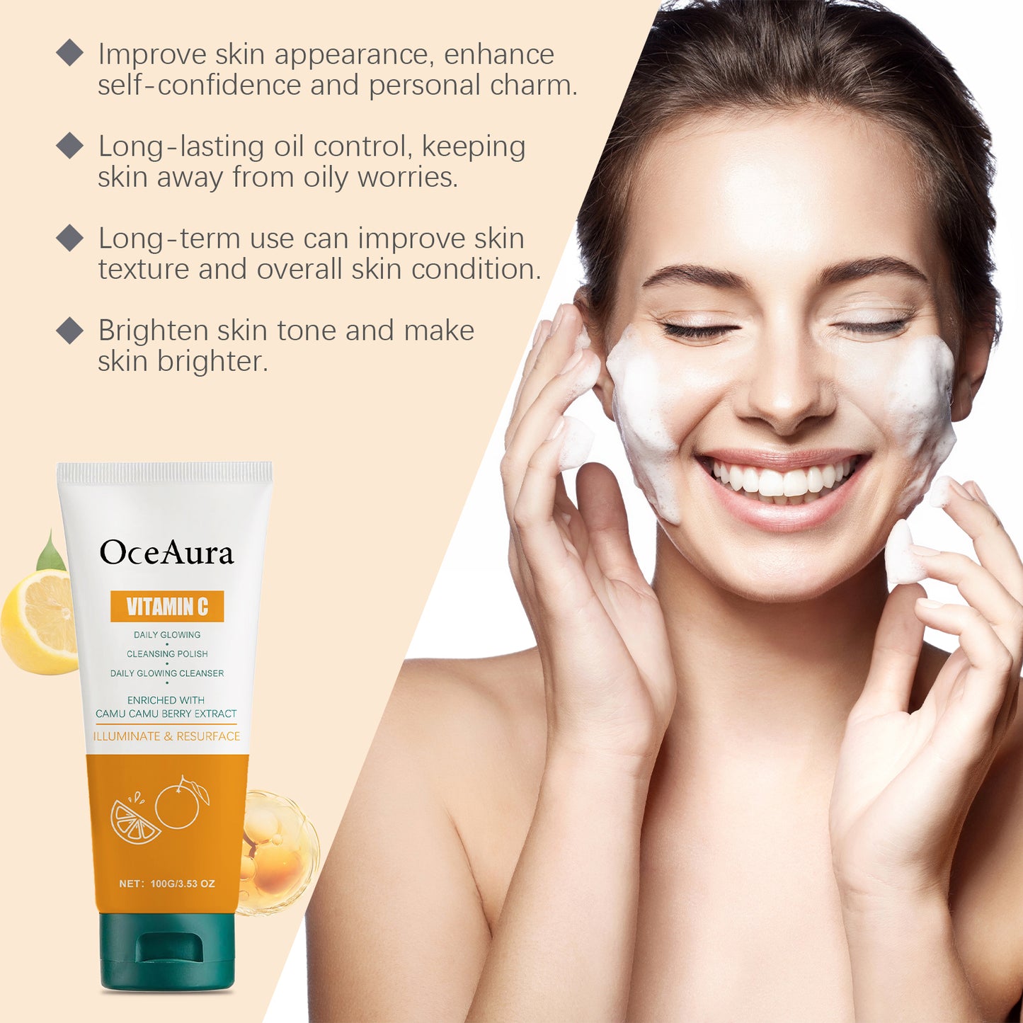 Vitamin C Brightening Facial Cleanser - Hydrating & Nourishing Face Wash